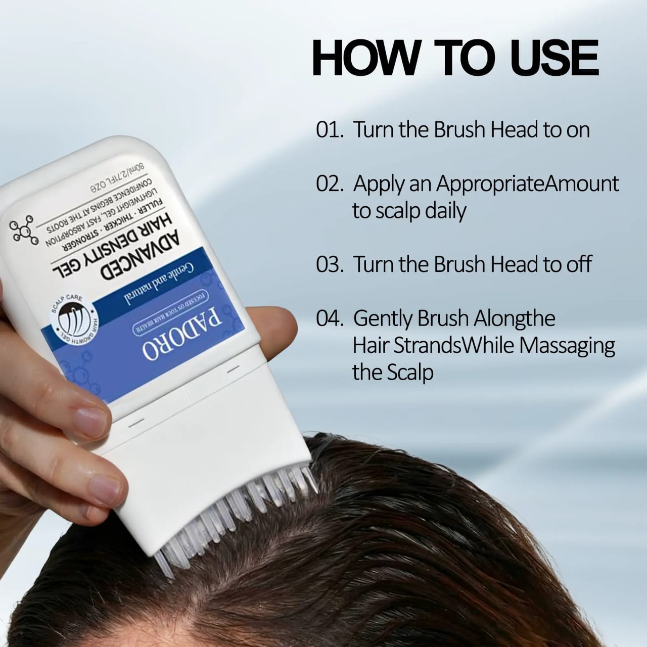 How to use PADORO Advanced Hair Density Gel